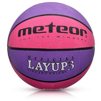 Piłka 3 koszykowa Meteor Layup róż-fiol 07081