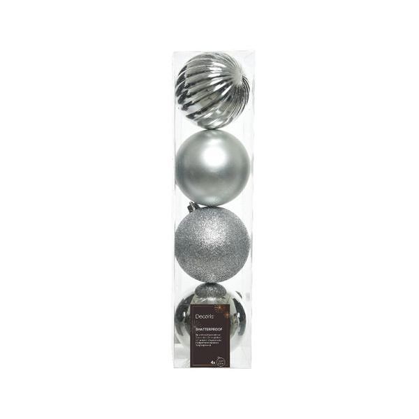 Bombka 10 cm 4 szt. srebrna