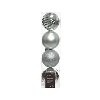 Bombka 10 cm 4 szt. srebrna