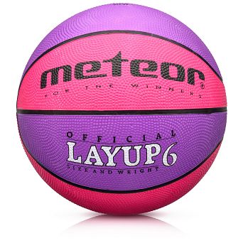 Piłka 6 koszykowa Meteor Layup róż-fiol 07088