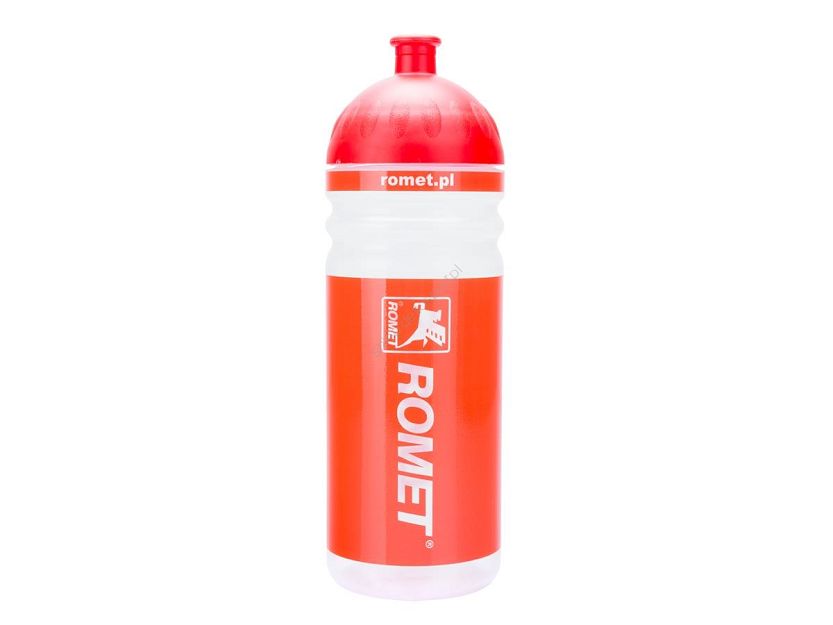 Bidon 0,7 l przeźroczysto-czerwone zakrętka/czerwona logo Romet